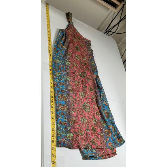 Paani Dress Womens Medium Red Blue‎ Floral Boho Sleeveless Sheer Pockets Beach - Picture 10 of 10